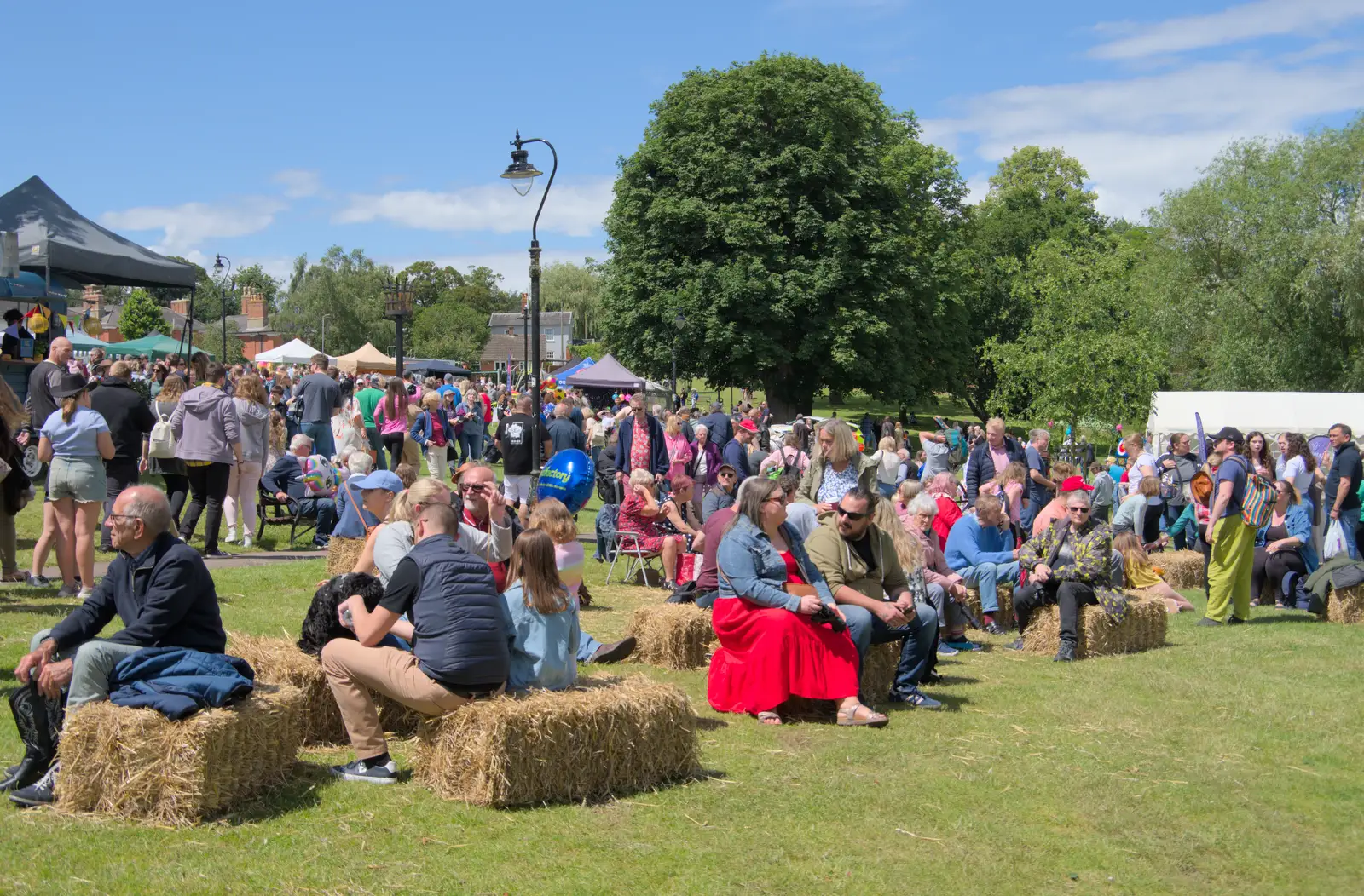 Straw bales in Diss Park, from The Carnival Procession, Diss, Norfolk - 16th June 2024