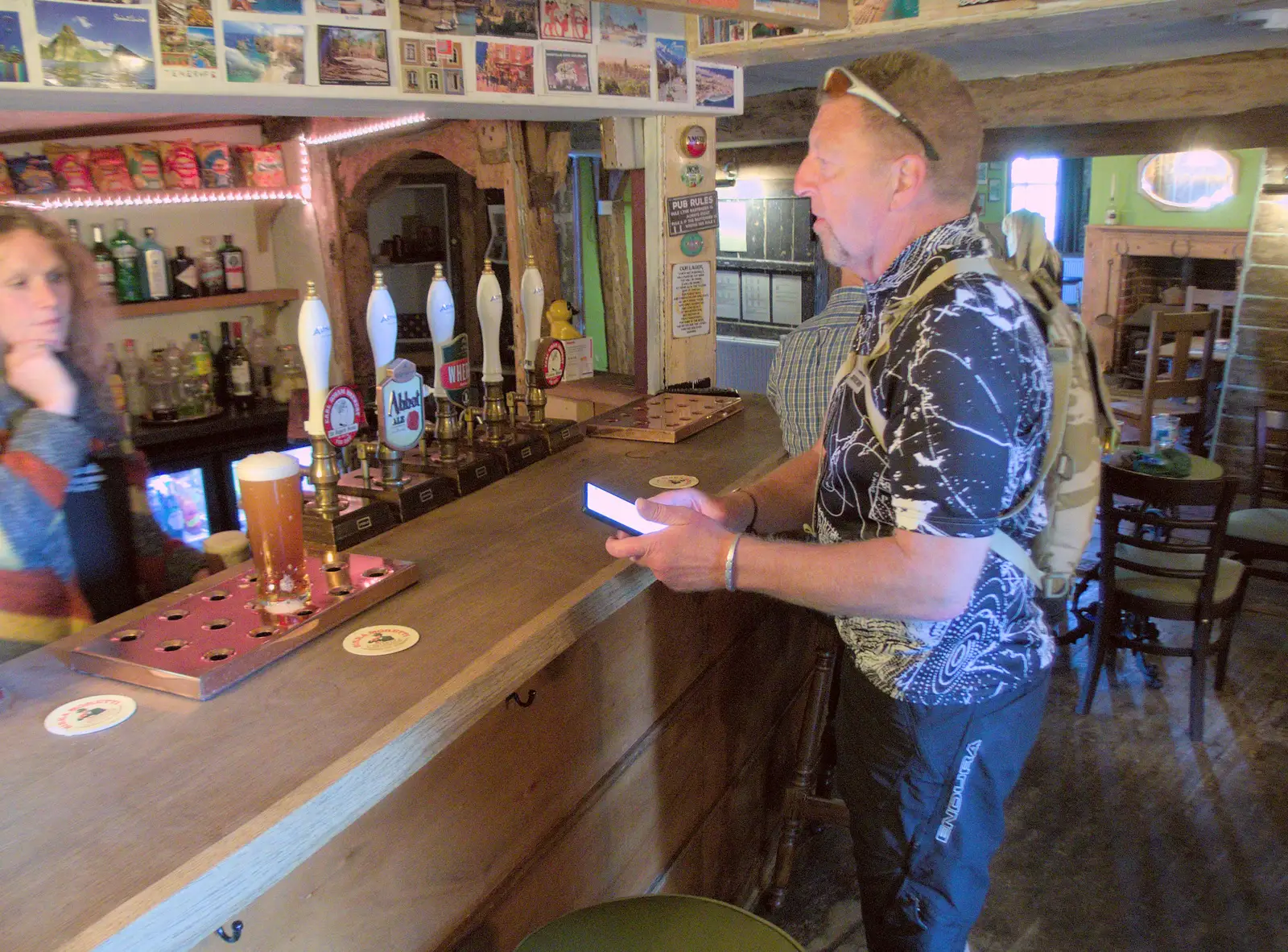 Gaz gets the beers in at the White Horse, from The BSCC at Finningham, and Stowmarket Teeth, Suffolk - 21st June 2024