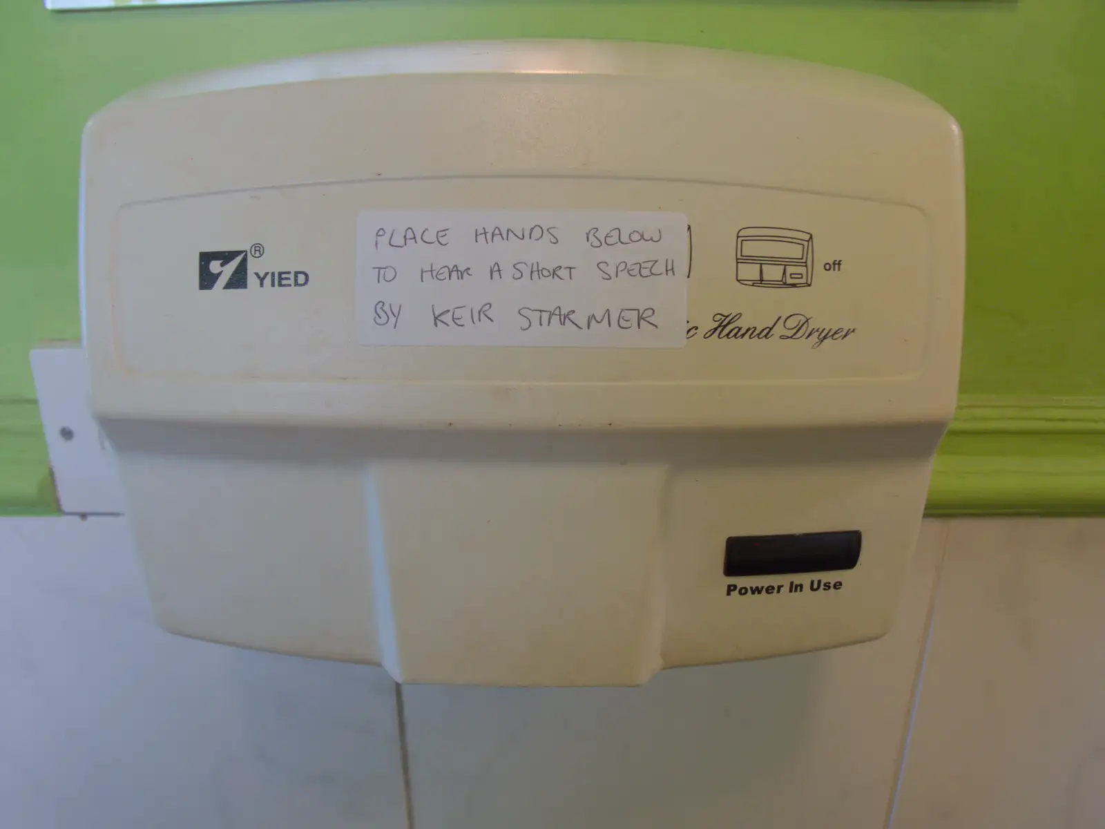 There's an amusing sign on the hand drier, from The BSCC at Finningham, and Stowmarket Teeth, Suffolk - 21st June 2024