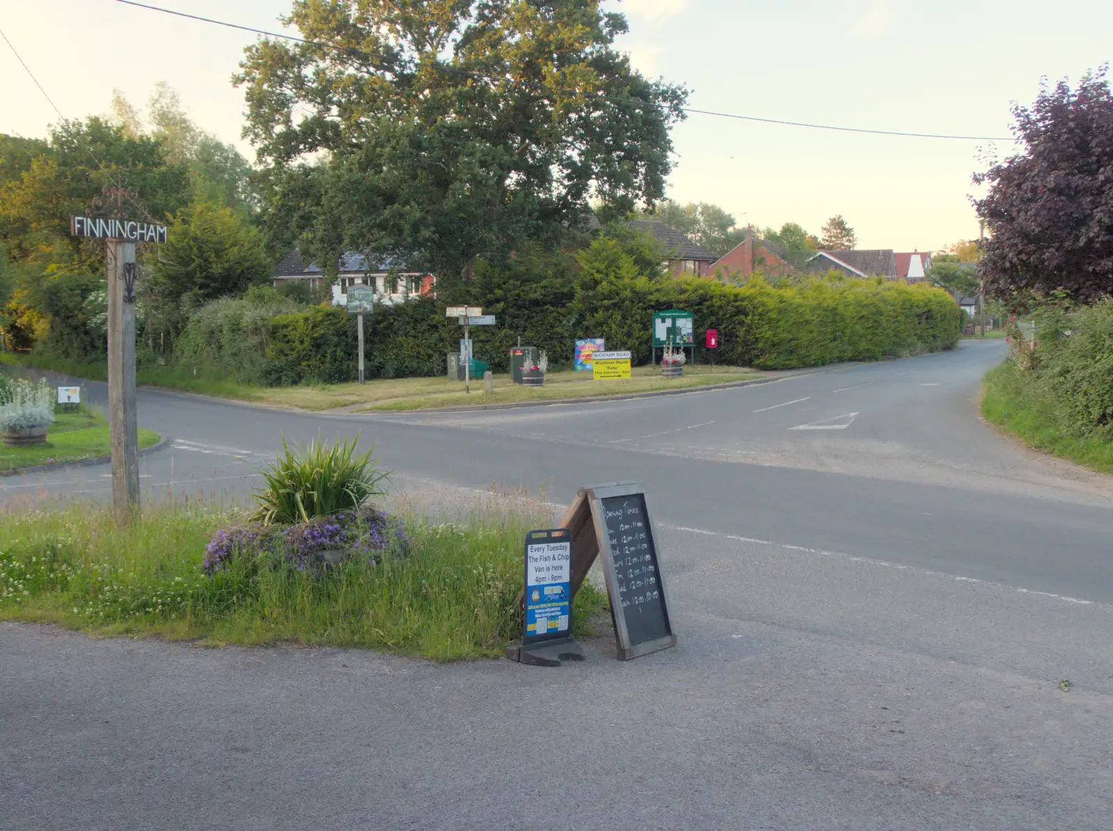 A view of the crossroads at Finningham, from The BSCC at Finningham, and Stowmarket Teeth, Suffolk - 21st June 2024