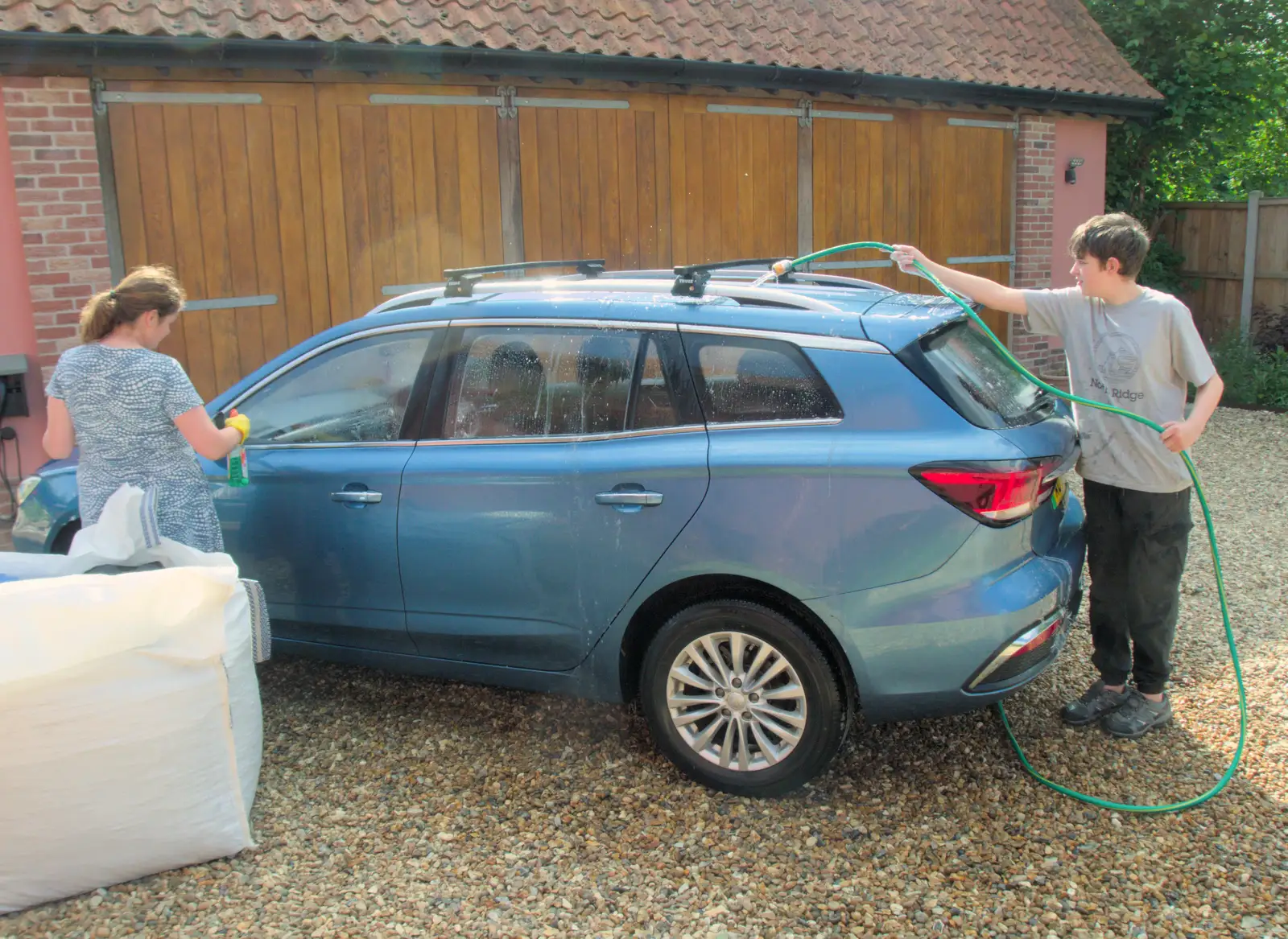 Fred is persuaded to half-wash the car, from The BSCC at Redgrave, Noctilucent Clouds and a Village Hall Party, Brome - 29th June 2024