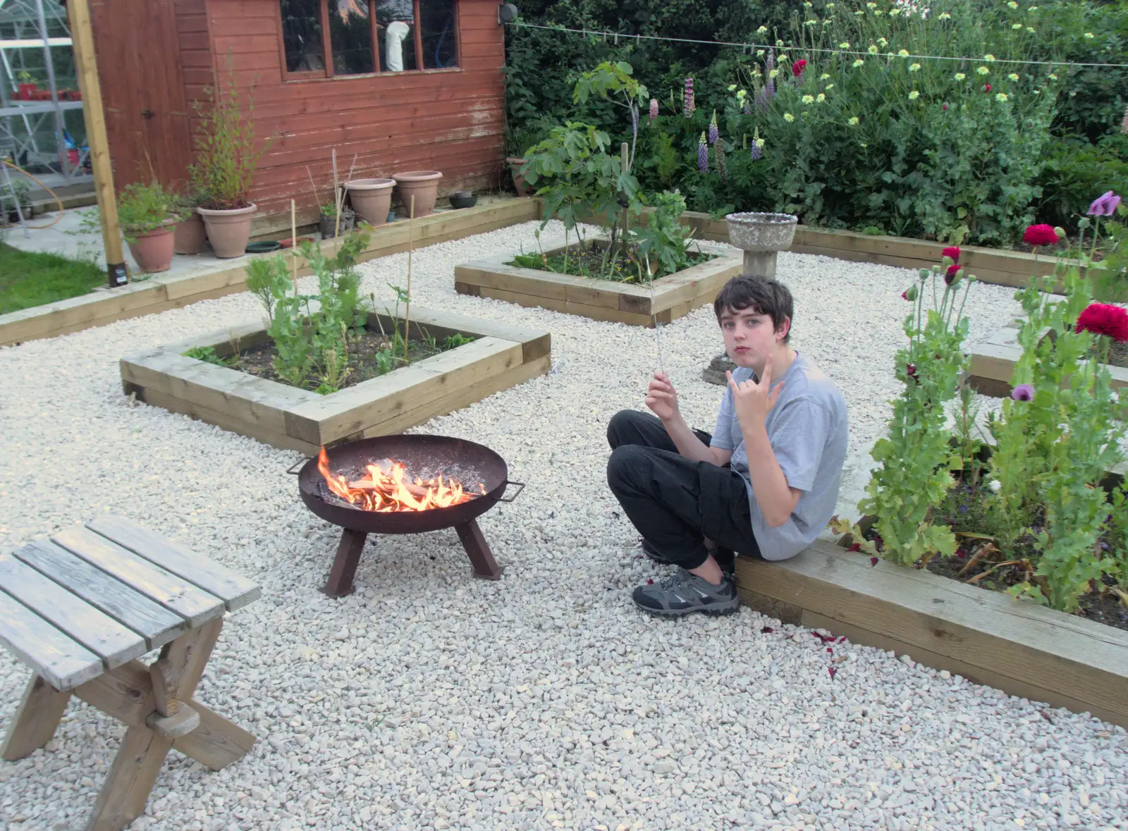 Fred does some marshmallows on a stick, from The BSCC at Redgrave, Noctilucent Clouds and a Village Hall Party, Brome - 29th June 2024