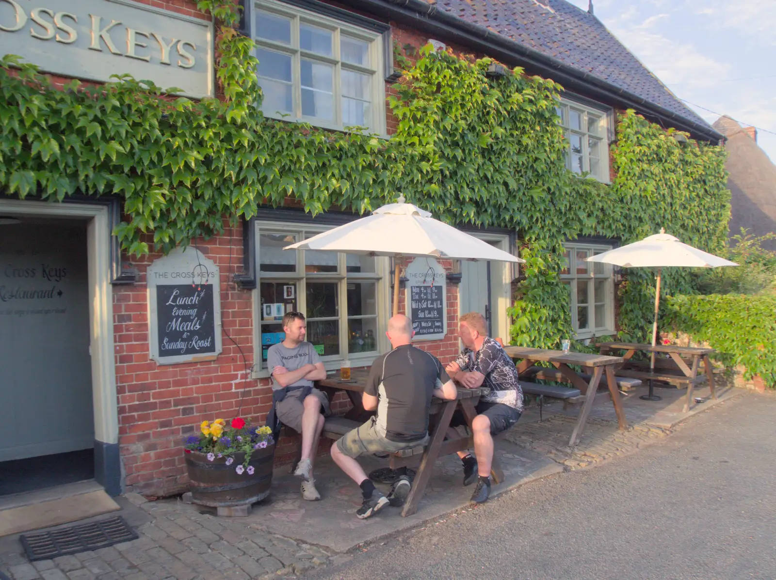 Outside the Cross Keys Inn, from The BSCC at Redgrave, Noctilucent Clouds and a Village Hall Party, Brome - 29th June 2024