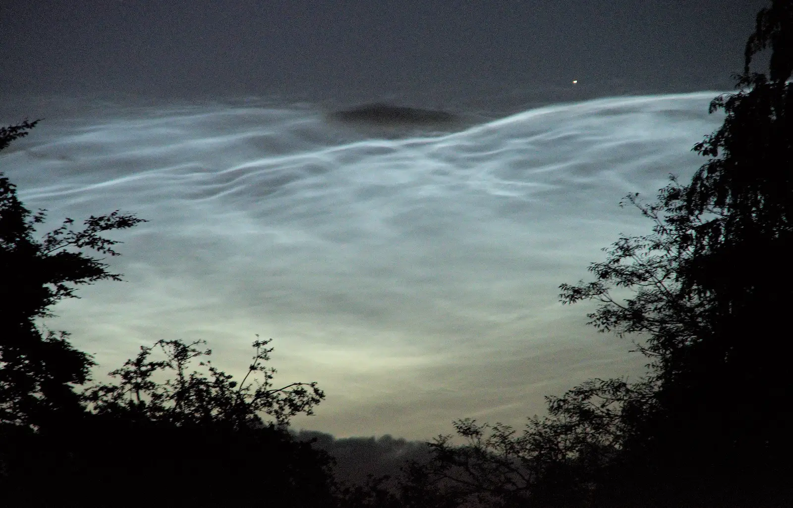 Noctilucent clouds as seen from the Oaksmere, from The BSCC at Redgrave, Noctilucent Clouds and a Village Hall Party, Brome - 29th June 2024