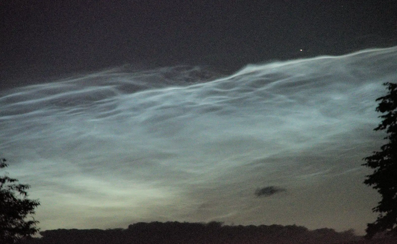 Ethereal wave forms in the luminous clouds, from The BSCC at Redgrave, Noctilucent Clouds and a Village Hall Party, Brome - 29th June 2024