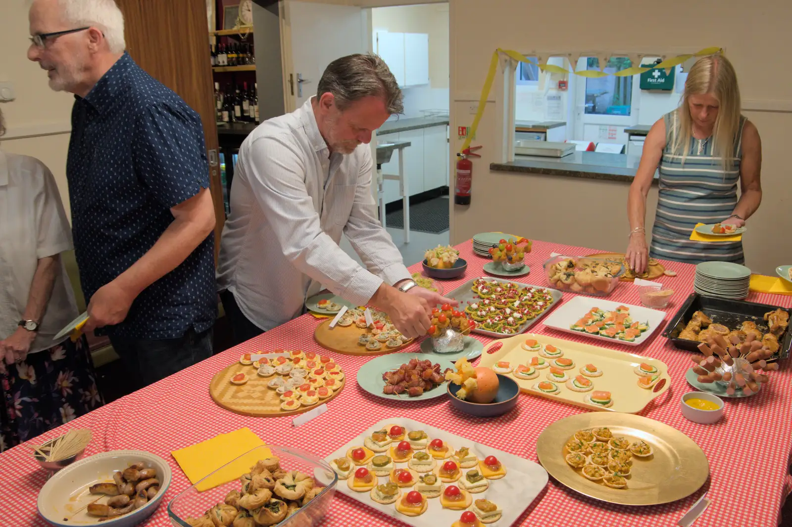 Some nice canapes come out onto the pool table, from The BSCC at Redgrave, Noctilucent Clouds and a Village Hall Party, Brome - 29th June 2024