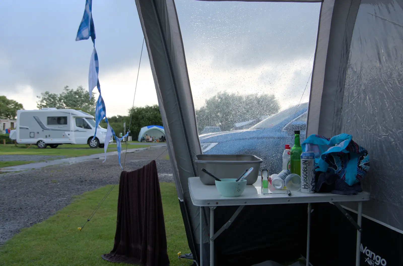 A view of the rain, from Eye Karate Kamp, Southwold Harbour, Suffolk - 6th July 2024