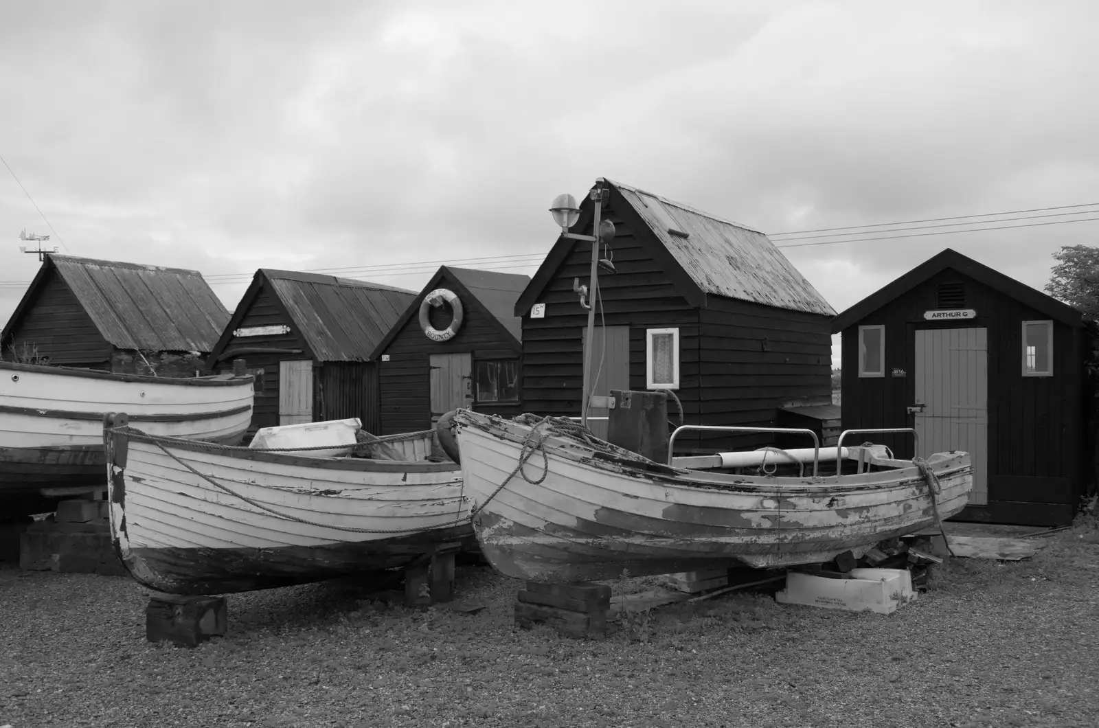 Fishing boats undergoing restoration, from Eye Karate Kamp, Southwold Harbour, Suffolk - 6th July 2024