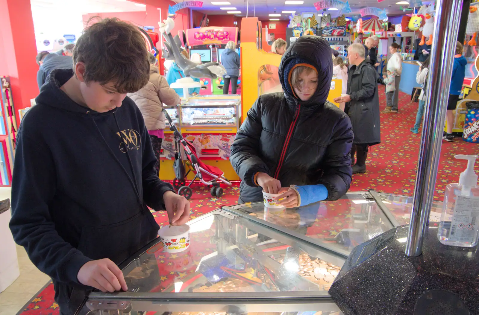 We're on the 2p coin shoves again, from Eye Karate Kamp, Southwold Harbour, Suffolk - 6th July 2024