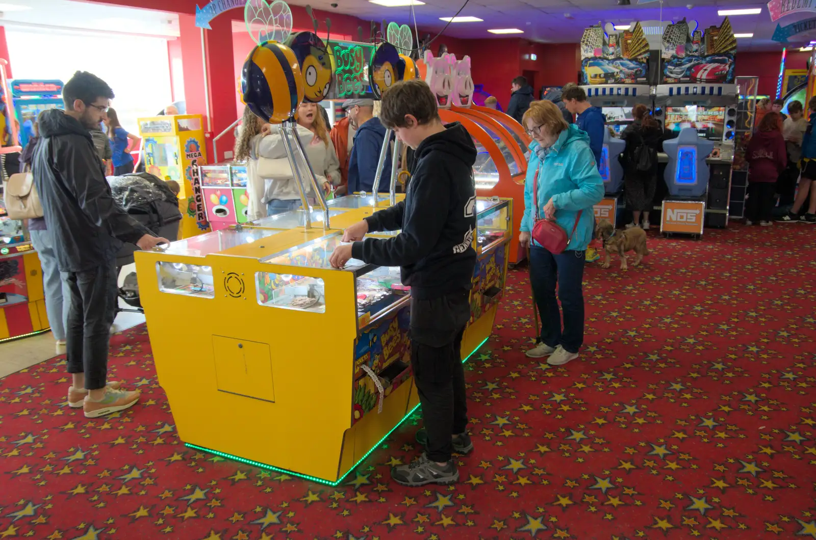 Fred in the Southwold Pier arcade, from Eye Karate Kamp, Southwold Harbour, Suffolk - 6th July 2024