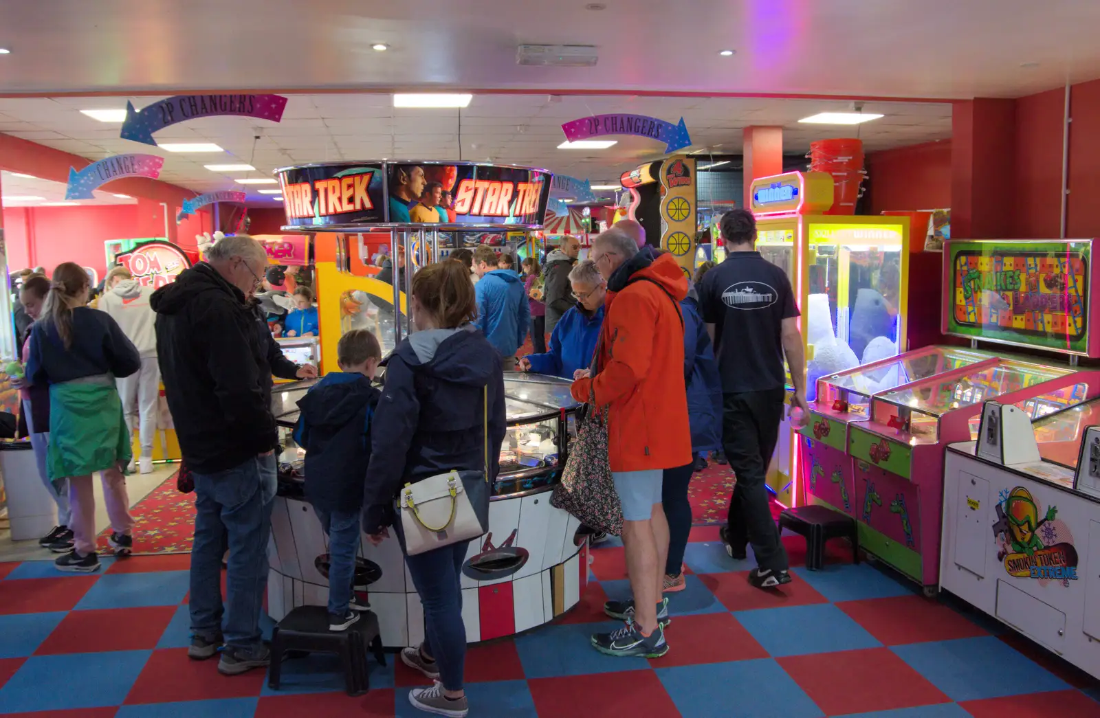 The arcade is obviously where it's at, from Eye Karate Kamp, Southwold Harbour, Suffolk - 6th July 2024