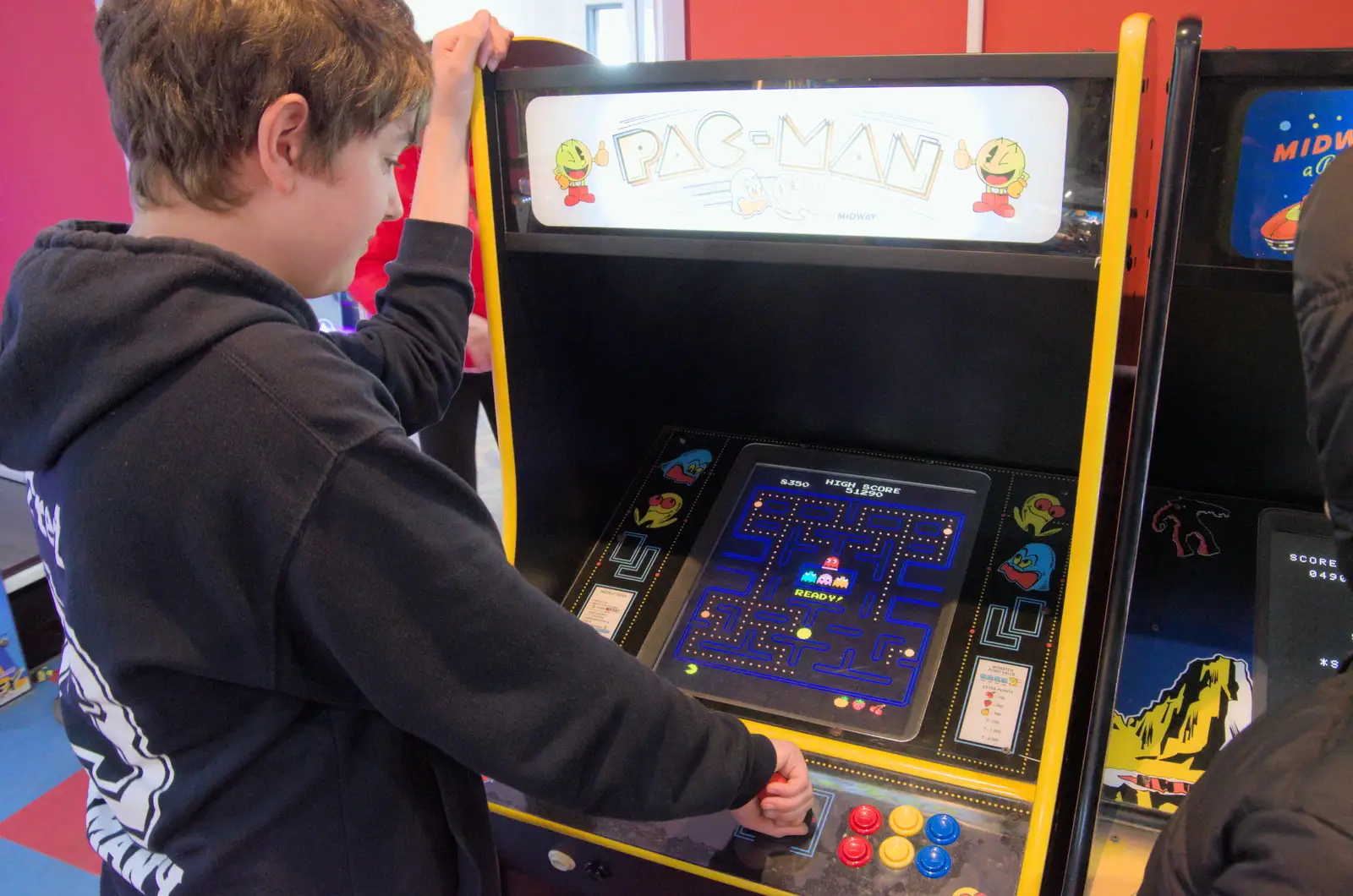 Fred goes retro with a game of Pac-Man, from Eye Karate Kamp, Southwold Harbour, Suffolk - 6th July 2024