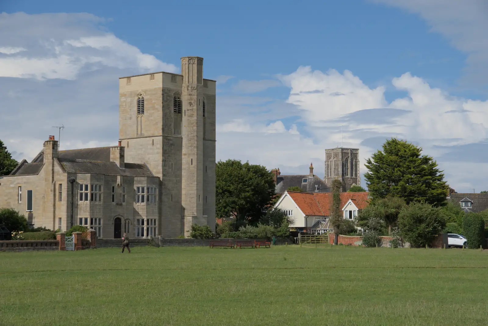 An impressive castle/church on the common, from Eye Karate Kamp, Southwold Harbour, Suffolk - 6th July 2024