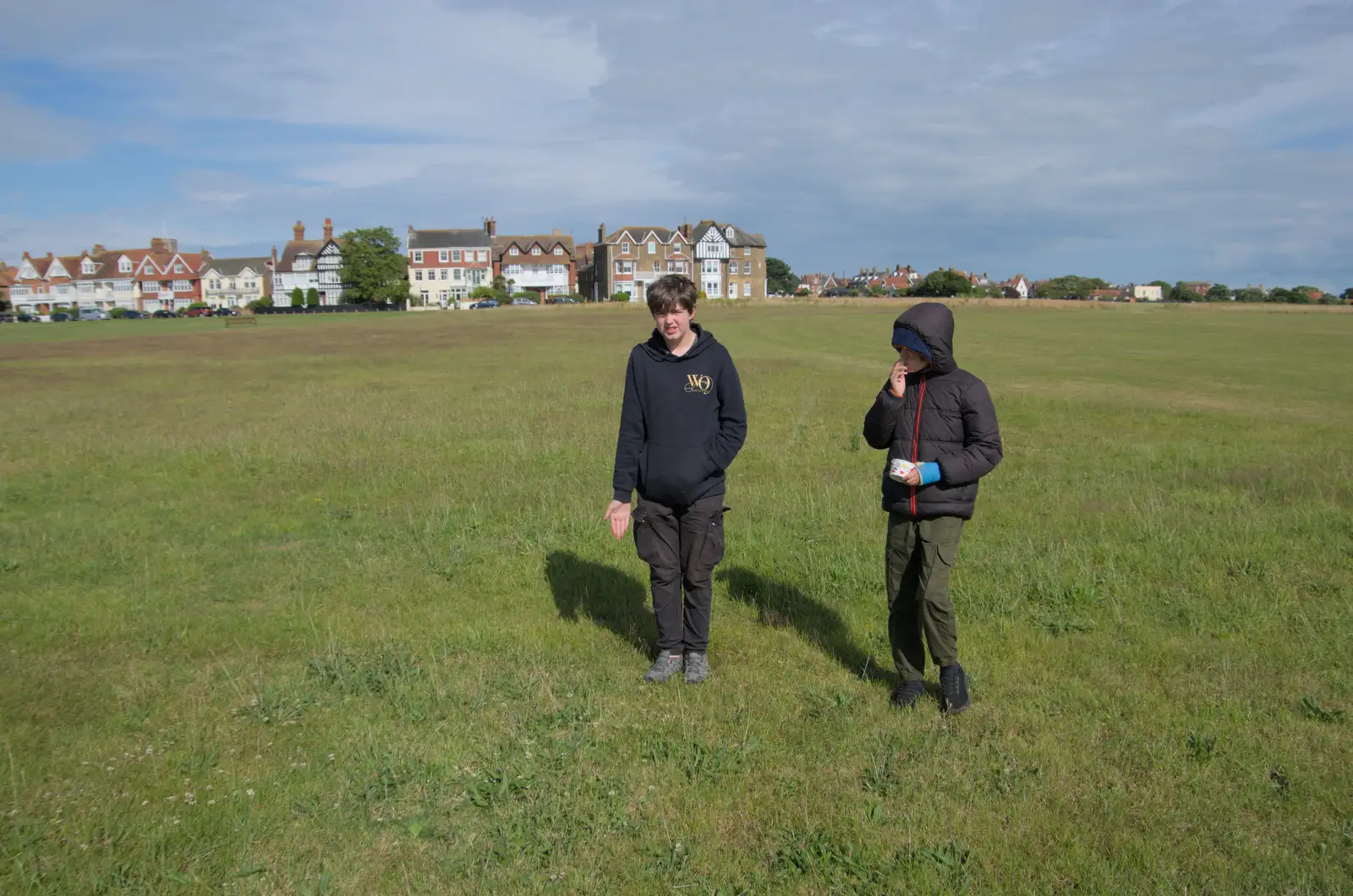 Fred points out plantain on Southwold Common, from Eye Karate Kamp, Southwold Harbour, Suffolk - 6th July 2024