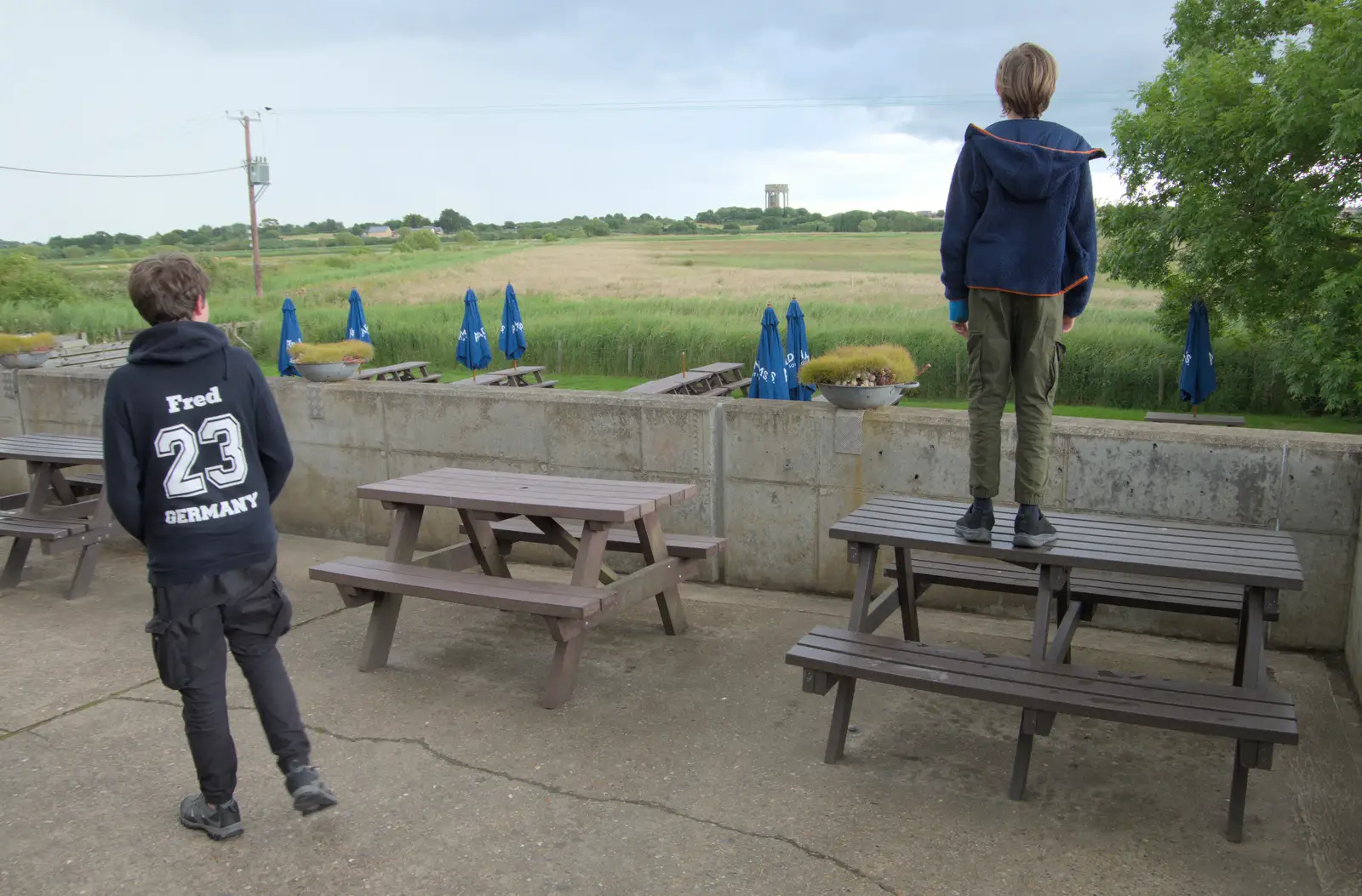 We look out over the common at the Harbour Inn, from Eye Karate Kamp, Southwold Harbour, Suffolk - 6th July 2024