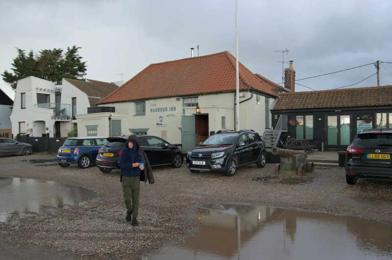 Harry in front of the Harbour Inn, from Eye Karate Kamp, Southwold Harbour, Suffolk - 6th July 2024