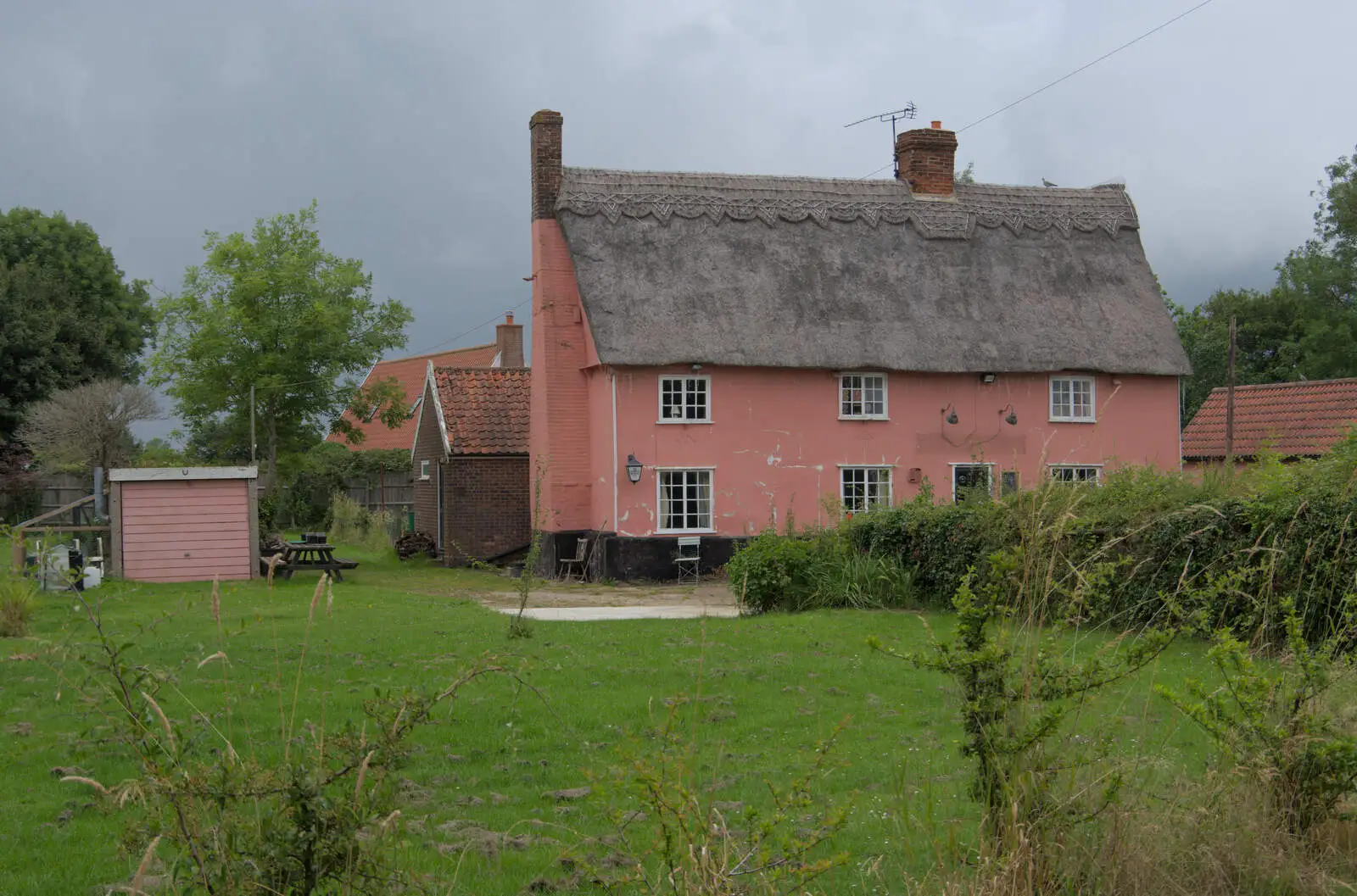 The remains of the Bedfield Crown pub, from A Return to Bedfield and the Church of St. Nicholas, Suffolk - 11th July 2024