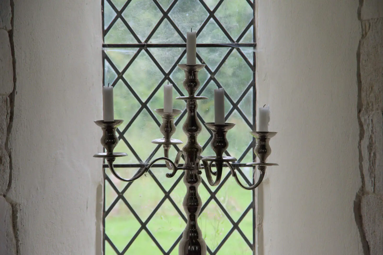 A nice candelabra in front of a window, from A Return to Bedfield and the Church of St. Nicholas, Suffolk - 11th July 2024