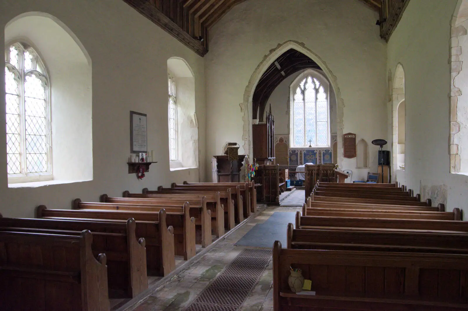 Looking east up the nave of St. Nicholas, from A Return to Bedfield and the Church of St. Nicholas, Suffolk - 11th July 2024