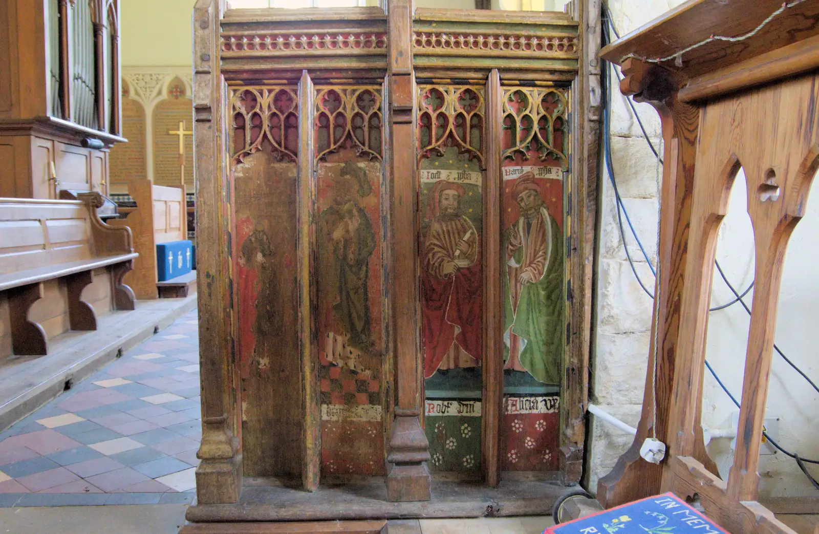 Part of the Mediaeval rood screen, from A Return to Bedfield and the Church of St. Nicholas, Suffolk - 11th July 2024