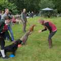 The dogs are doing a biscuit-catching challenge, The Brome and Oakley Village Fête, Brome Hall, Suffolk - 13th July 2024