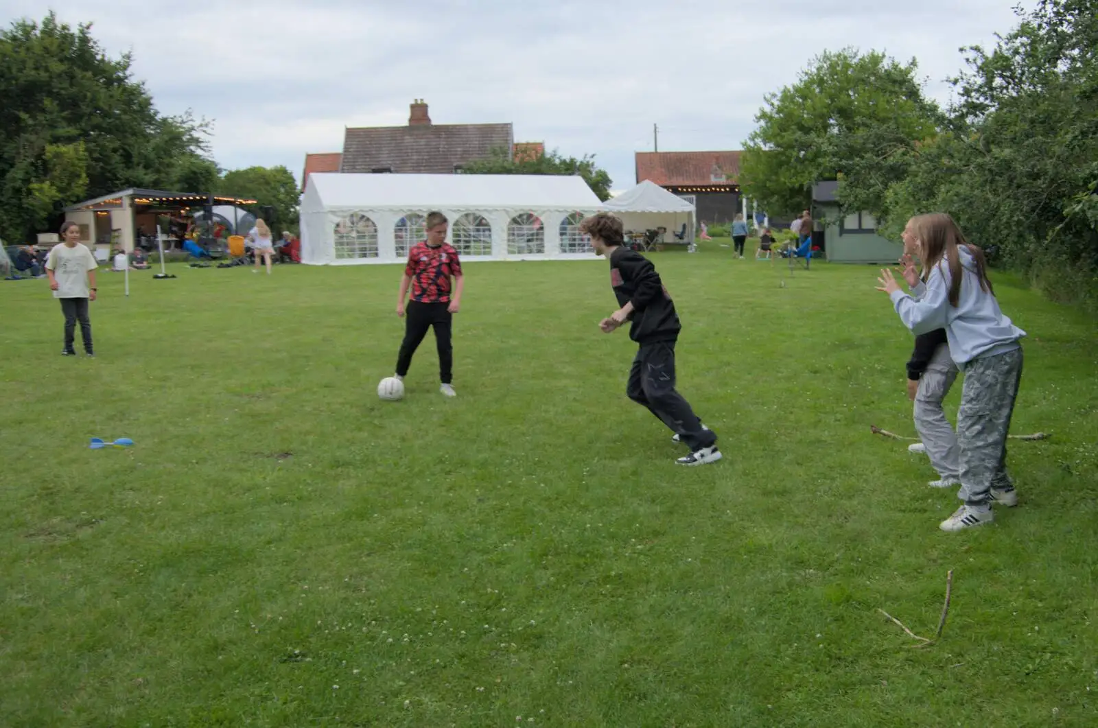 There's a football kickabout going on, from Lane's End Festival, Bressingham, Norfolk - 14th July 2024