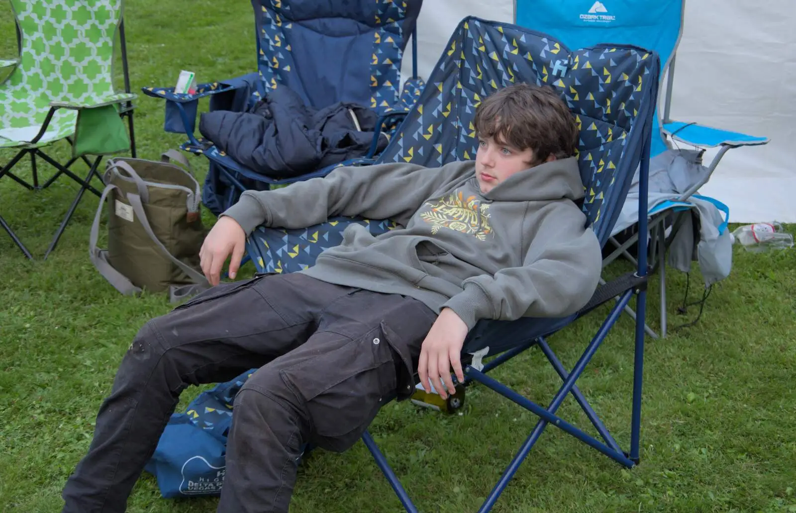 Fred has a moment of ennui, from Lane's End Festival, Bressingham, Norfolk - 14th July 2024