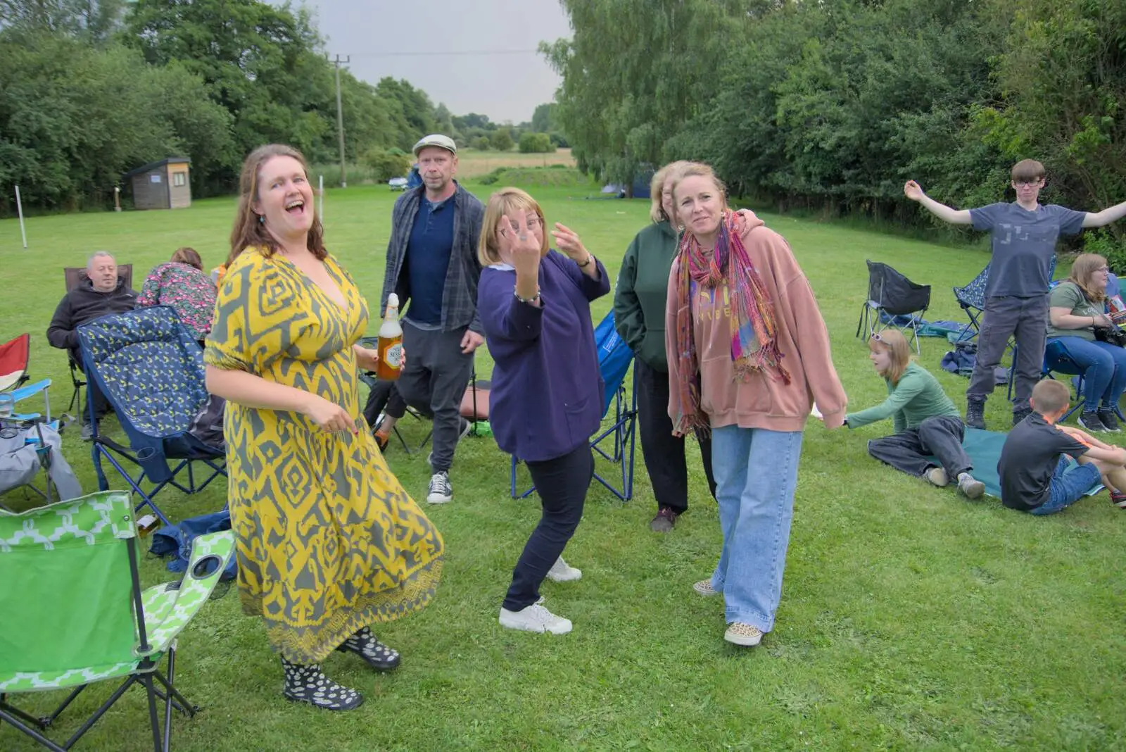 Rachel gives the V's up, from Lane's End Festival, Bressingham, Norfolk - 14th July 2024