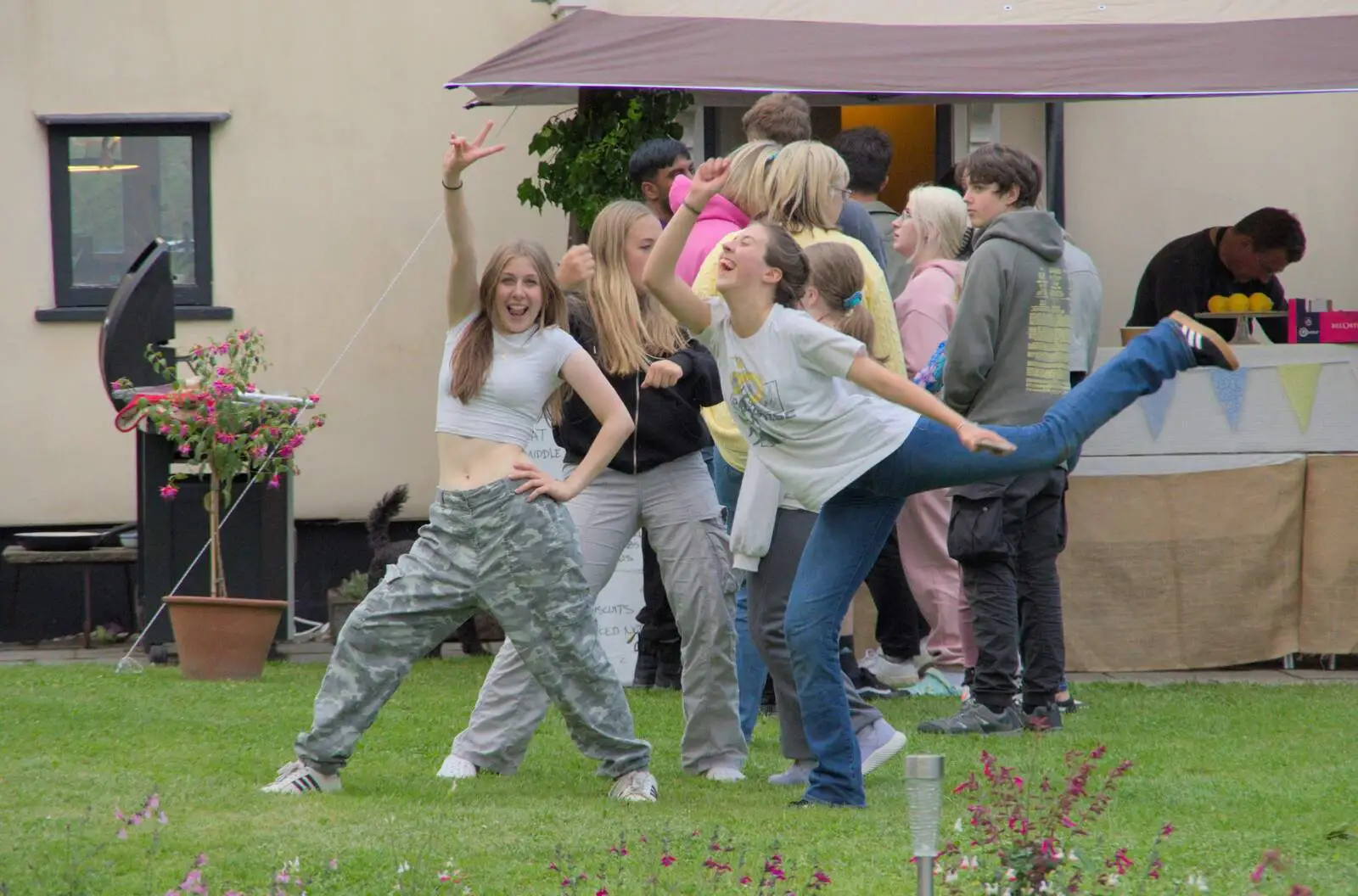 Sophie and Elsie bust some moves, from Lane's End Festival, Bressingham, Norfolk - 14th July 2024