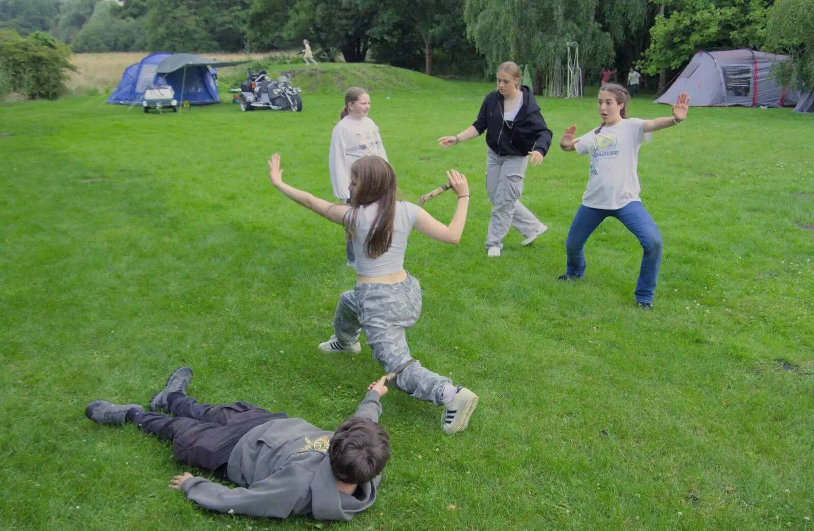 Fred's down on the ground, from Lane's End Festival, Bressingham, Norfolk - 14th July 2024