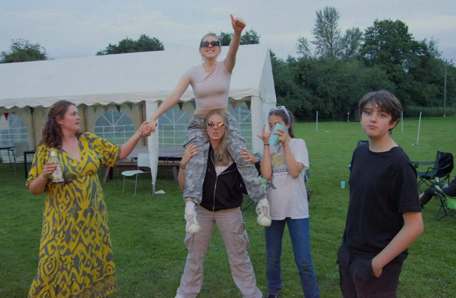 The shades are out, as Fred looks all teenagerey, from Lane's End Festival, Bressingham, Norfolk - 14th July 2024