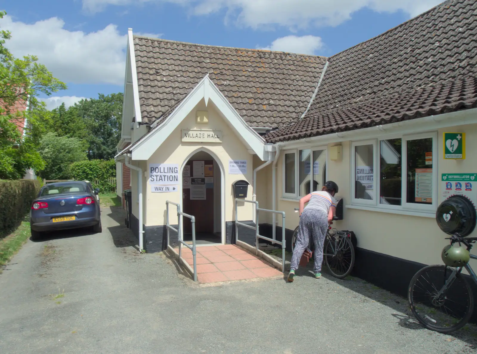 It's General Election day at the village hall, from The BSCC at Gissing Crown and Thelnetham White Horse - 18th July 2024