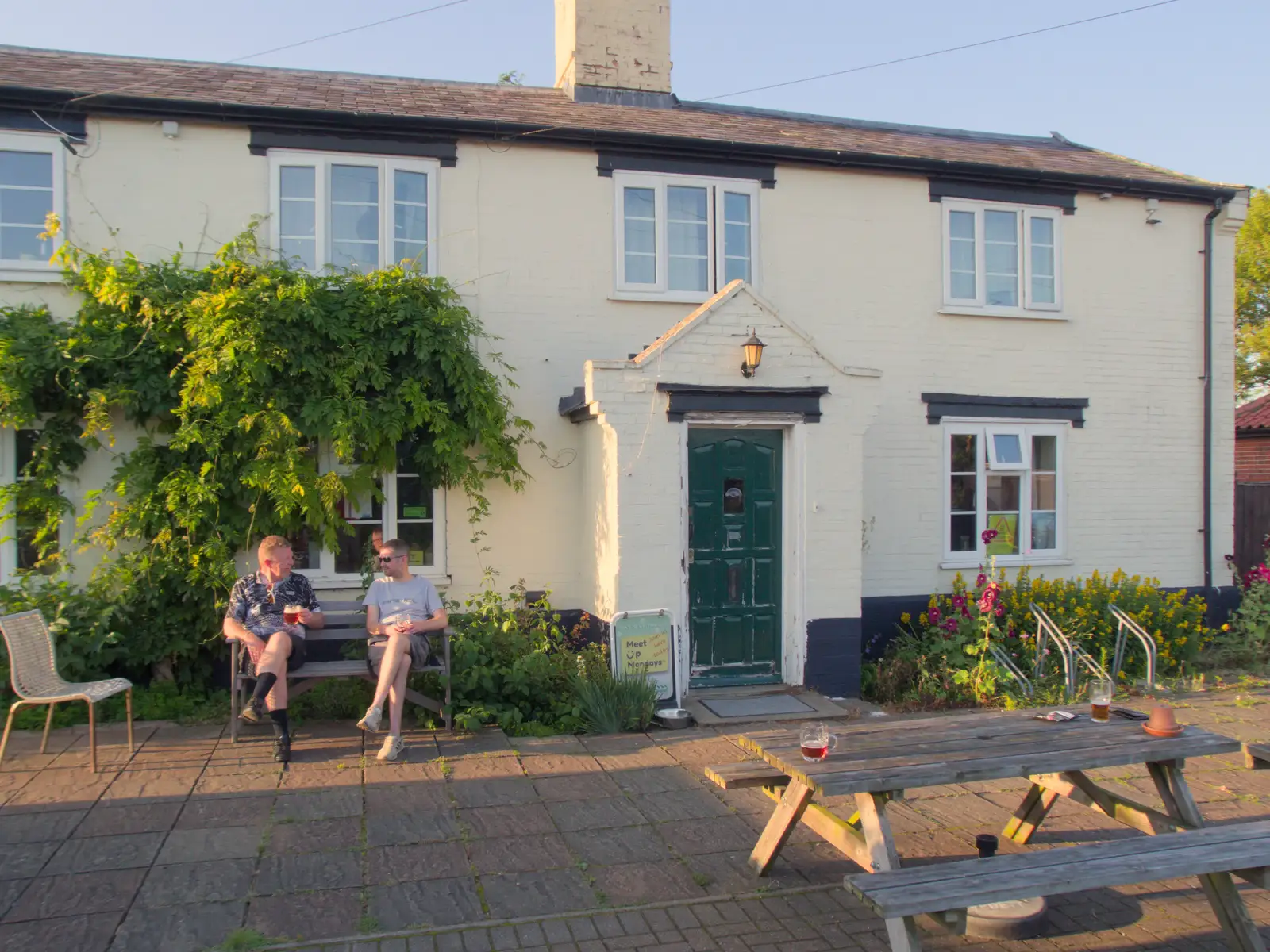 Gaz and Phil outside the White Horse, from The BSCC at Gissing Crown and Thelnetham White Horse - 18th July 2024