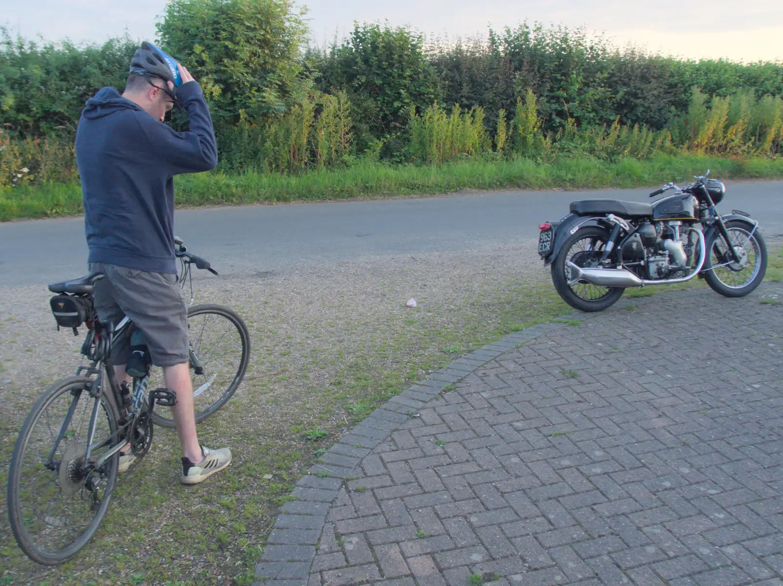 Phil gets his helmet ready, from The BSCC at Gissing Crown and Thelnetham White Horse - 18th July 2024