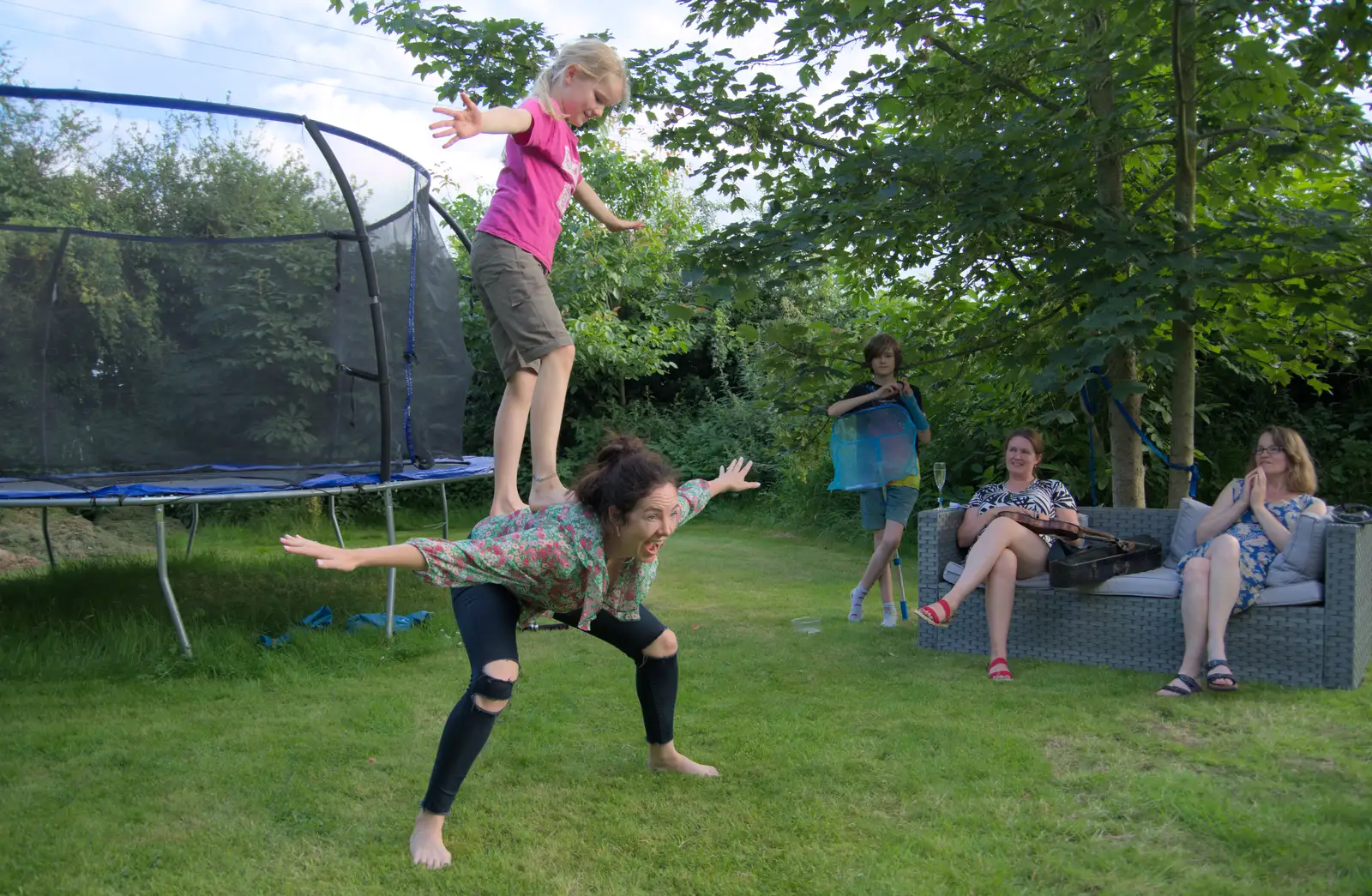 There's an acrobatic demonstration, from Isobel's Relatives Visit, Brome, Suffolk - 20th July 2024