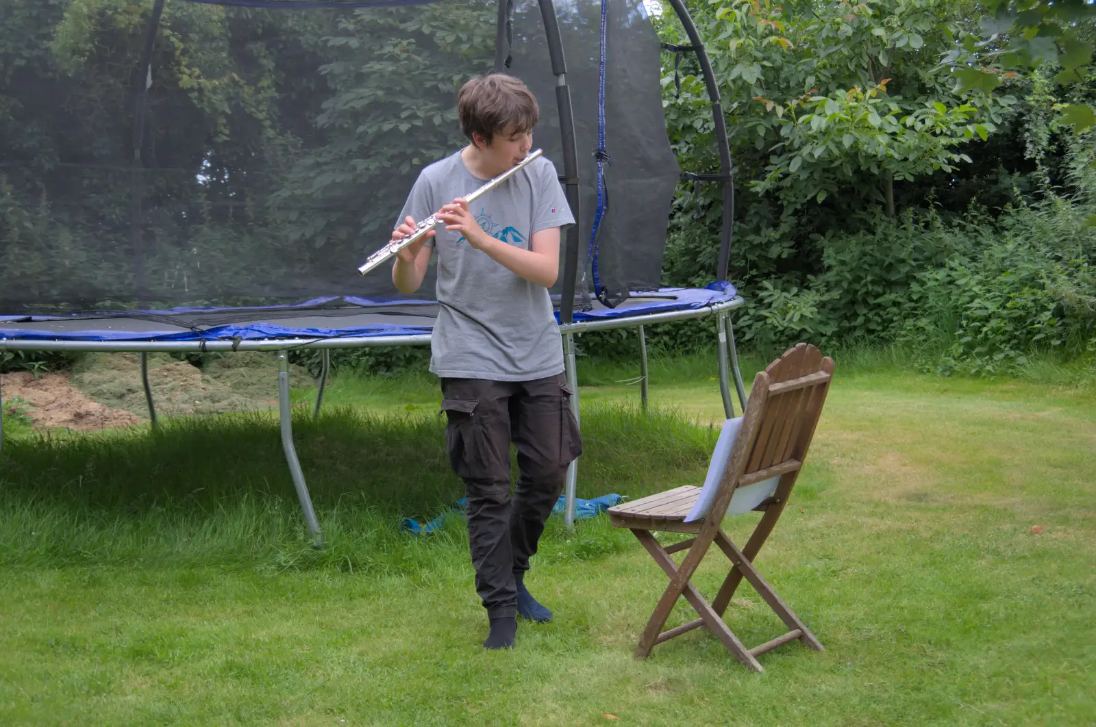 Fred plays one of his Grade 7 pieces, from Isobel's Relatives Visit, Brome, Suffolk - 20th July 2024