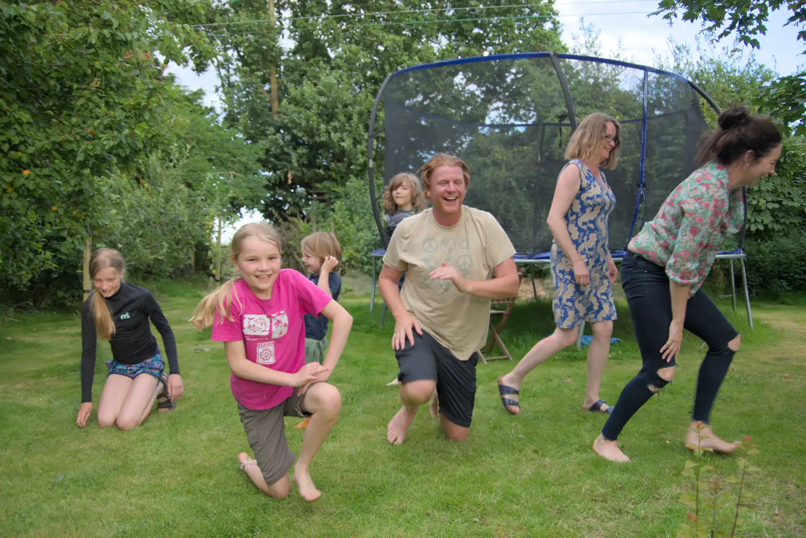 The human pyramid breaks up, from Isobel's Relatives Visit, Brome, Suffolk - 20th July 2024