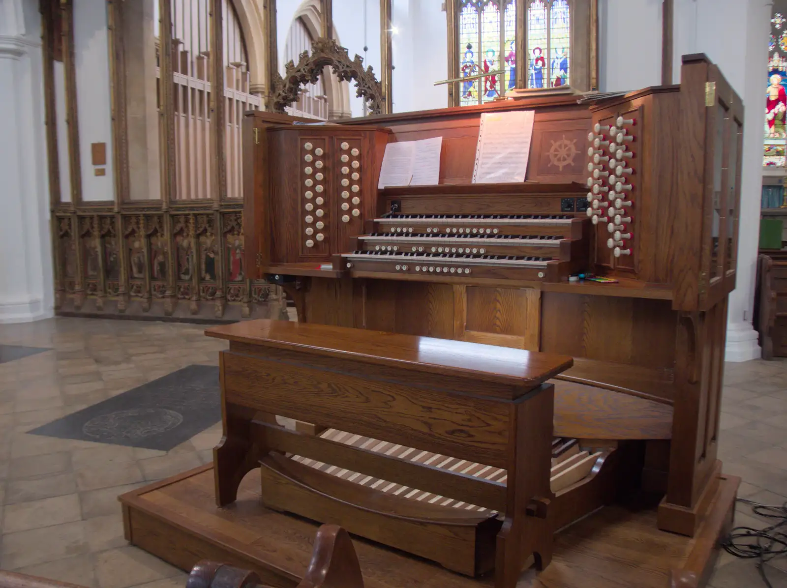 The Binns organ at St. Peter and St. Paul, Eye, from Harry at the Zoo, Banham, Norfolk - 28th July 2024