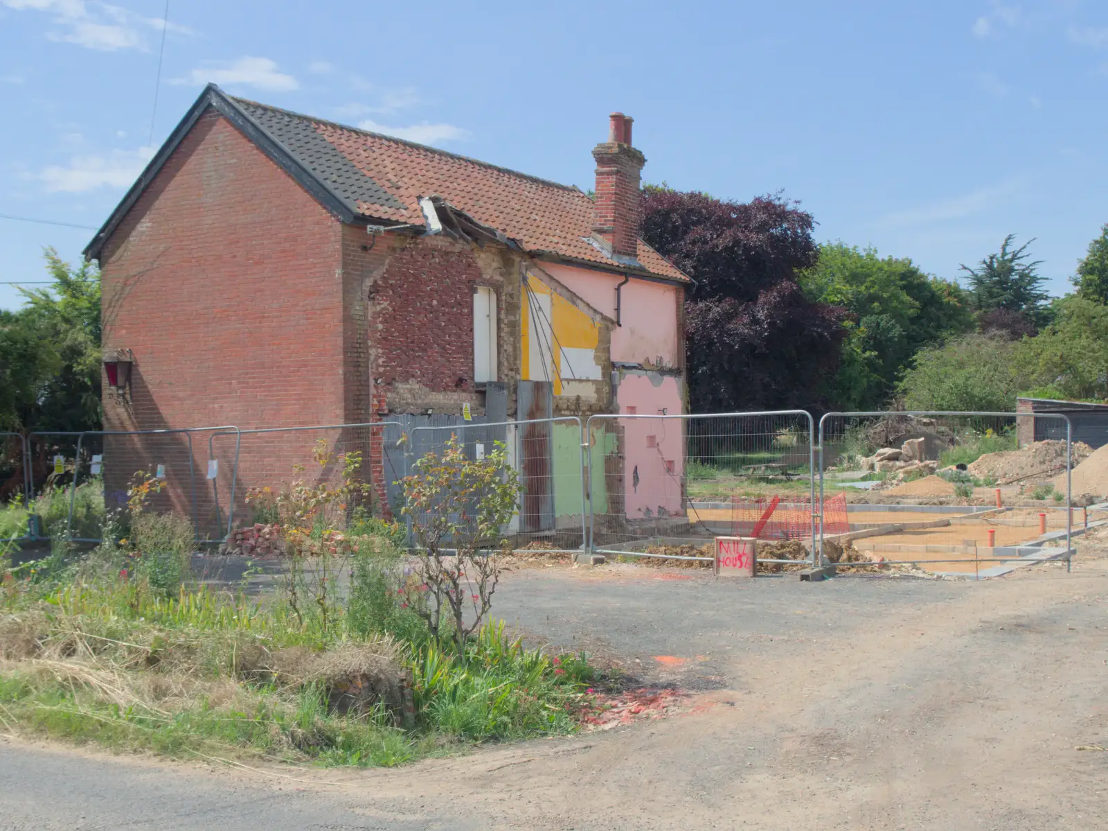 Mill House at Winfarthing gets partly demolished, from Harry at the Zoo, Banham, Norfolk - 28th July 2024