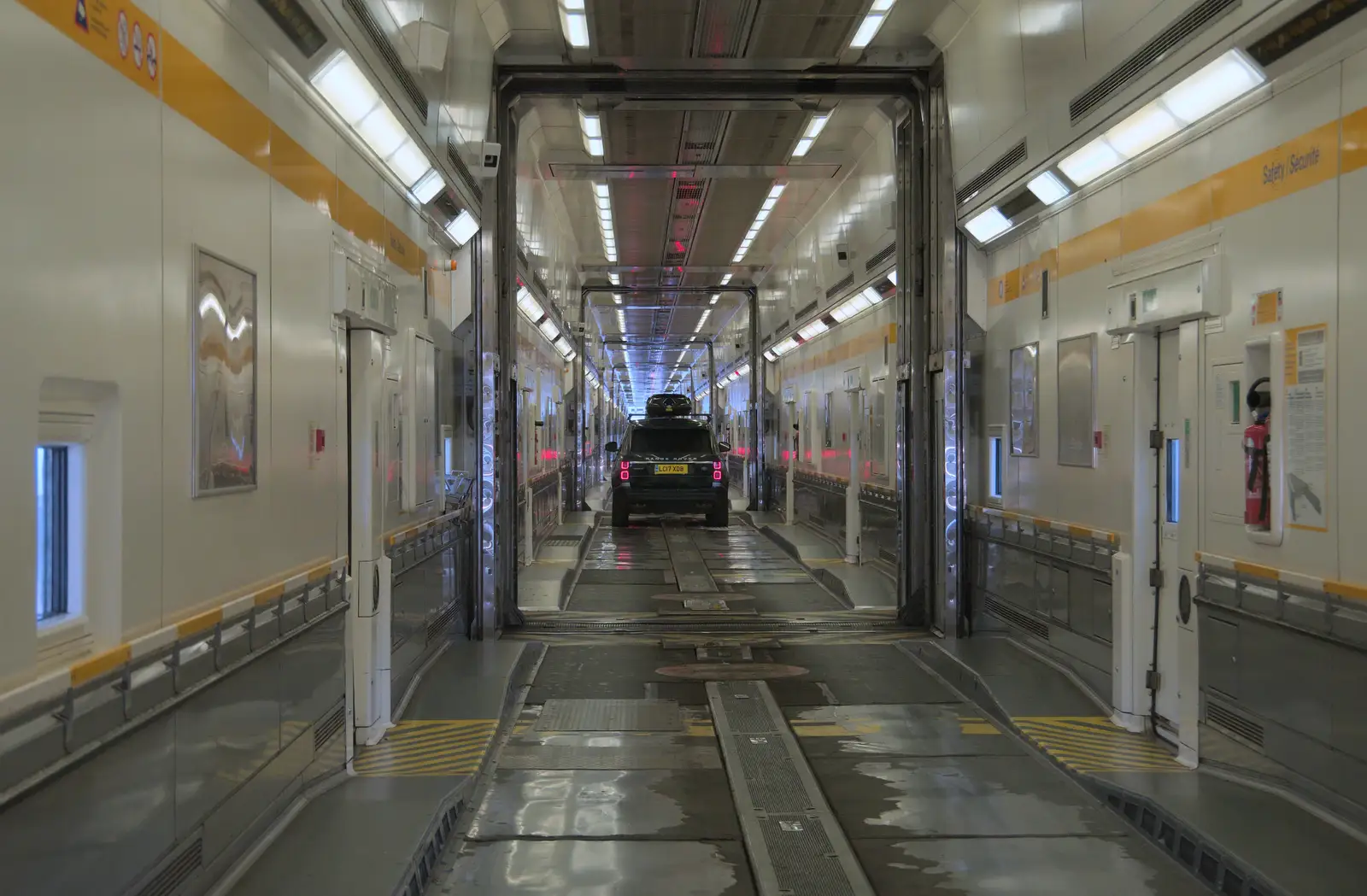 Driving inside a train carriage is always weird, from An Olympic Road Trip from Diss to Marseille, France - 3rd August 2024