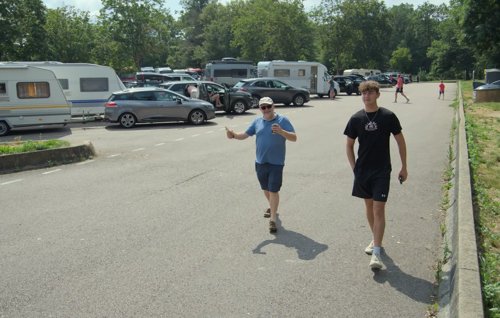 Hamish and Rowan in a car park, from An Olympic Road Trip from Diss to Marseille, France - 3rd August 2024