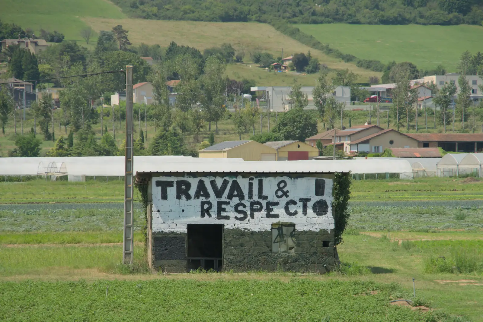 Work and Respect on a hut, from An Olympic Road Trip from Diss to Marseille, France - 3rd August 2024