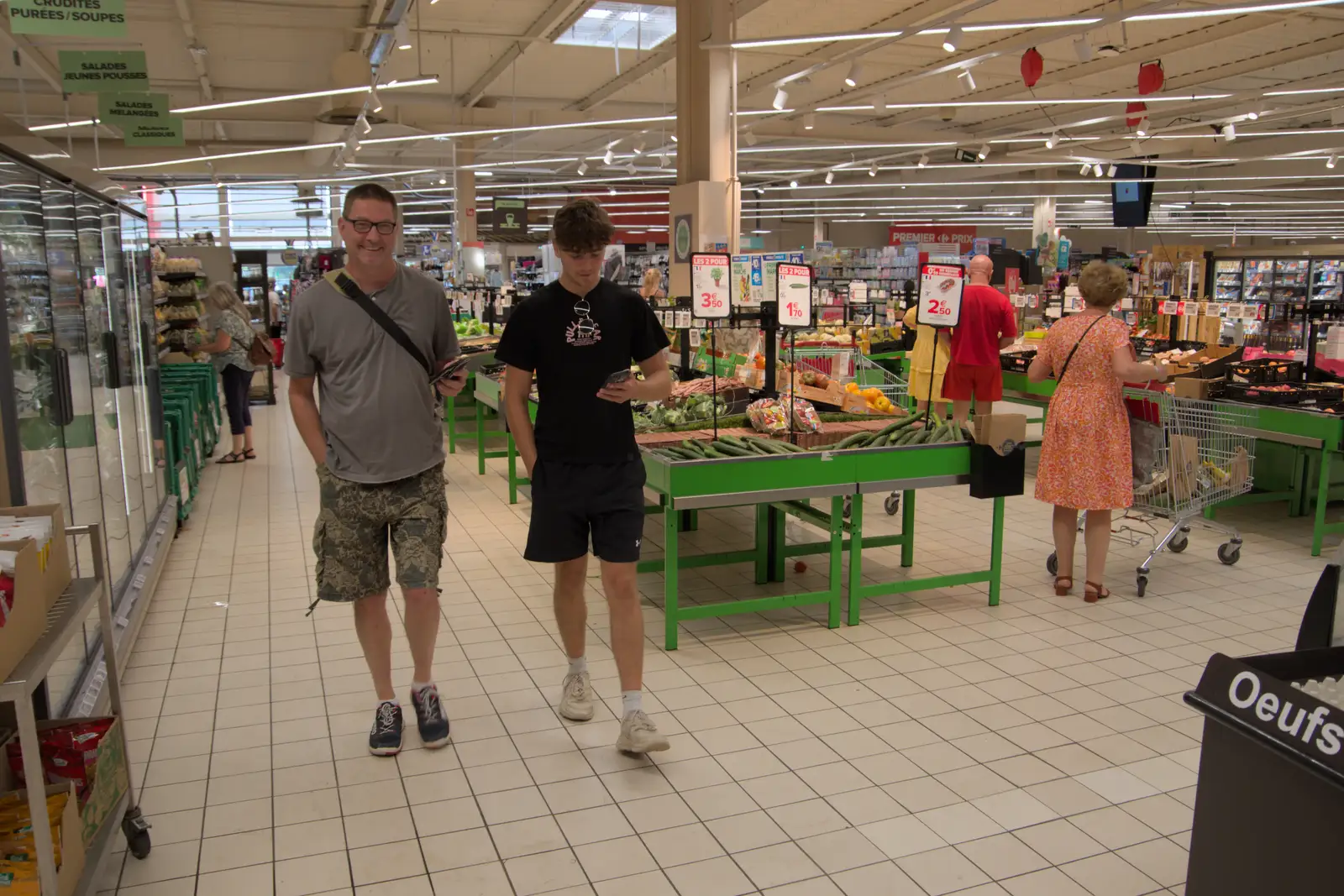 Sean and Rowan in a supermarket, from An Olympic Road Trip from Diss to Marseille, France - 3rd August 2024