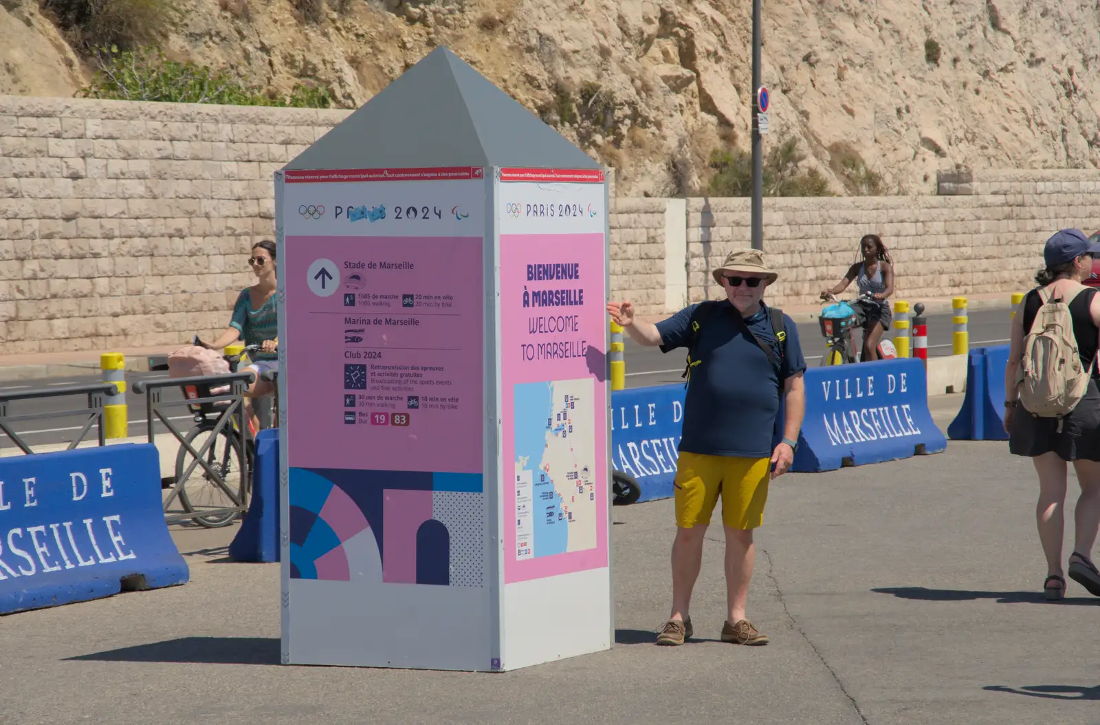 A 'welcome to Marseille' information point, from Hannah and Olympic ILCA 6 Sailing, Marseille, France - 5th August 2024