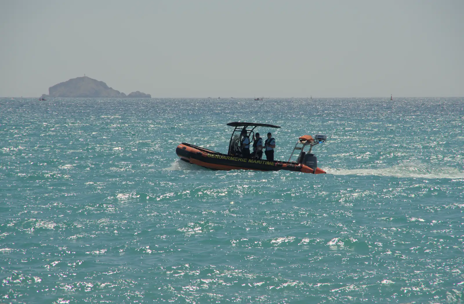 The Maritime Gendarmerie heads out to sea, from Hannah and Olympic ILCA 6 Sailing, Marseille, France - 5th August 2024