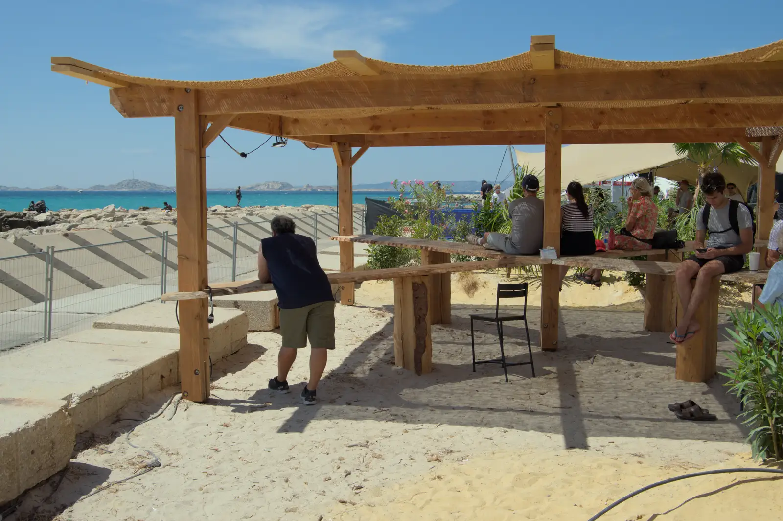 One of two shaded areas in Club 2024, from Hannah and Olympic ILCA 6 Sailing, Marseille, France - 5th August 2024