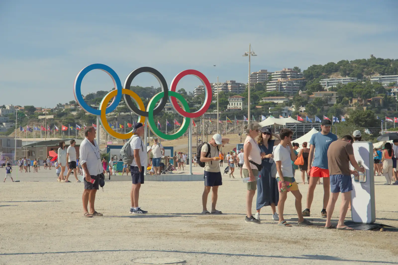 Another queue for some water, from Hannah and Olympic ILCA 6 Sailing, Marseille, France - 5th August 2024