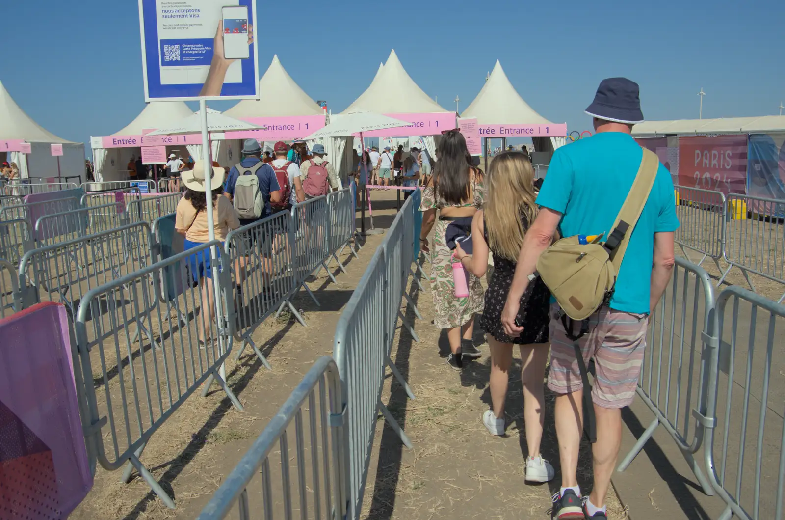 We queue to get into the actual venue, from Hannah and Olympic ILCA 6 Sailing, Marseille, France - 5th August 2024