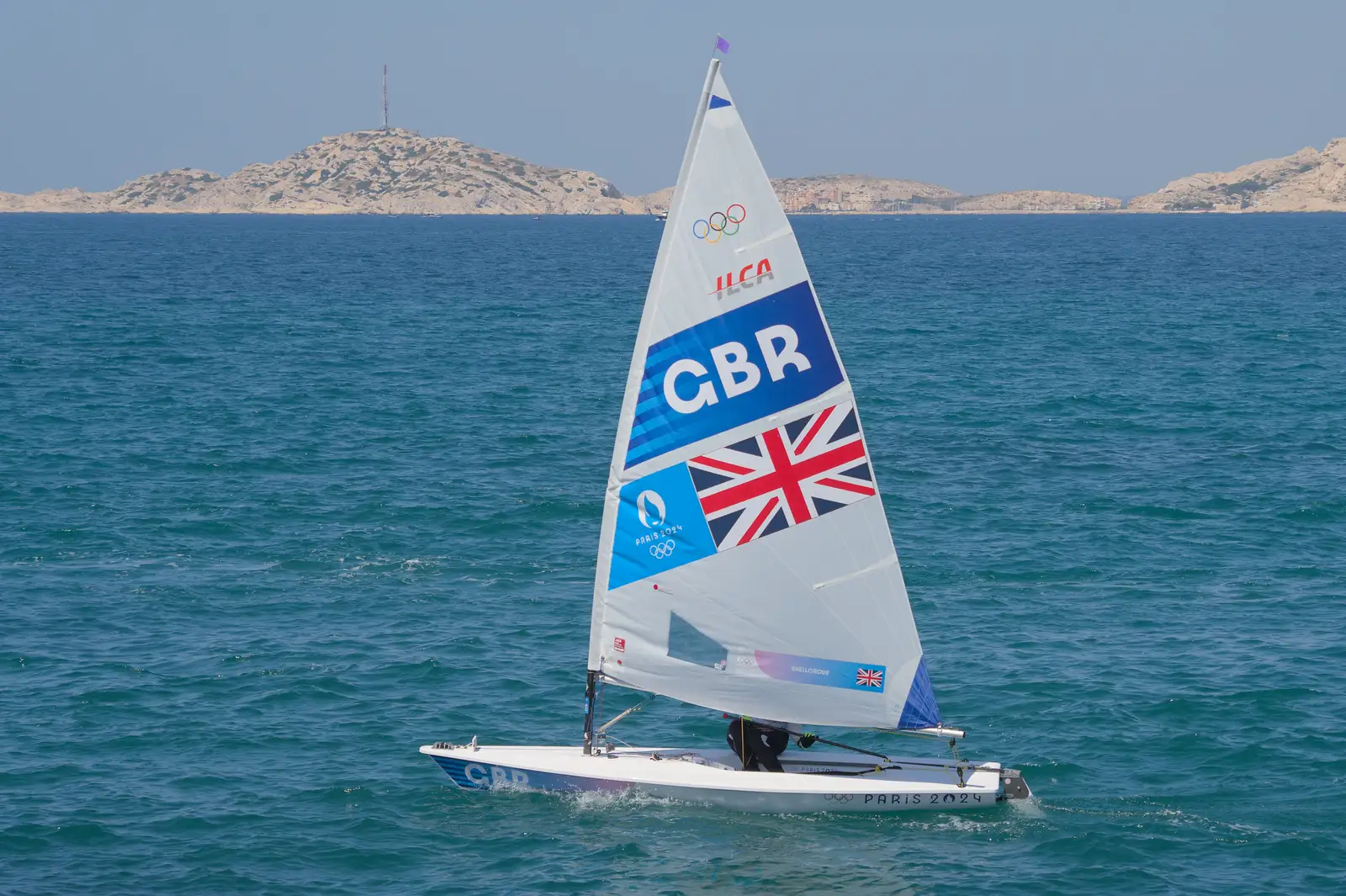 Hannah's ILCA 6 sails out to the course, from Hannah and Olympic ILCA 6 Sailing, Marseille, France - 5th August 2024