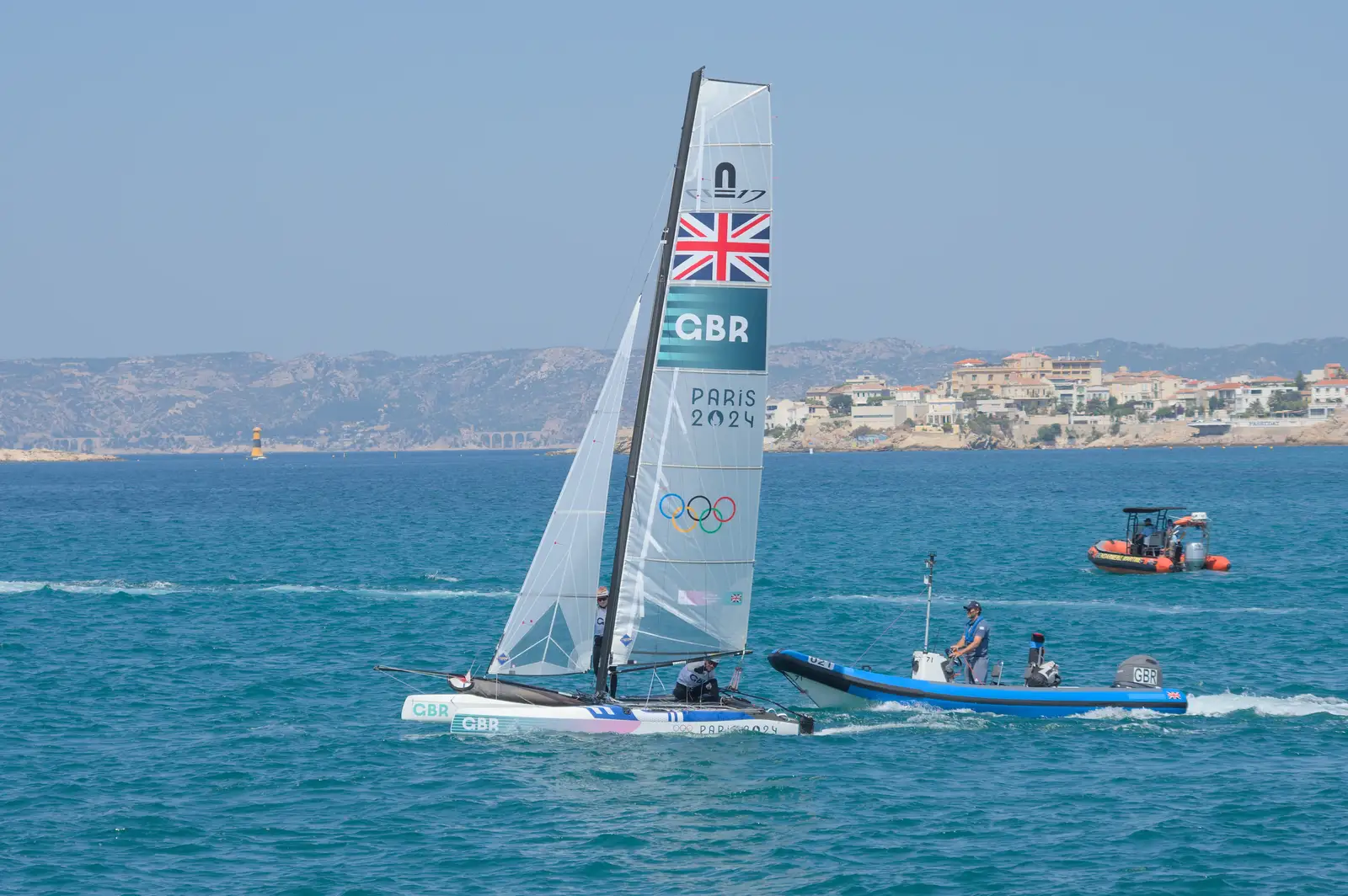 Team GB's mixed multihull, from Hannah and Olympic ILCA 6 Sailing, Marseille, France - 5th August 2024